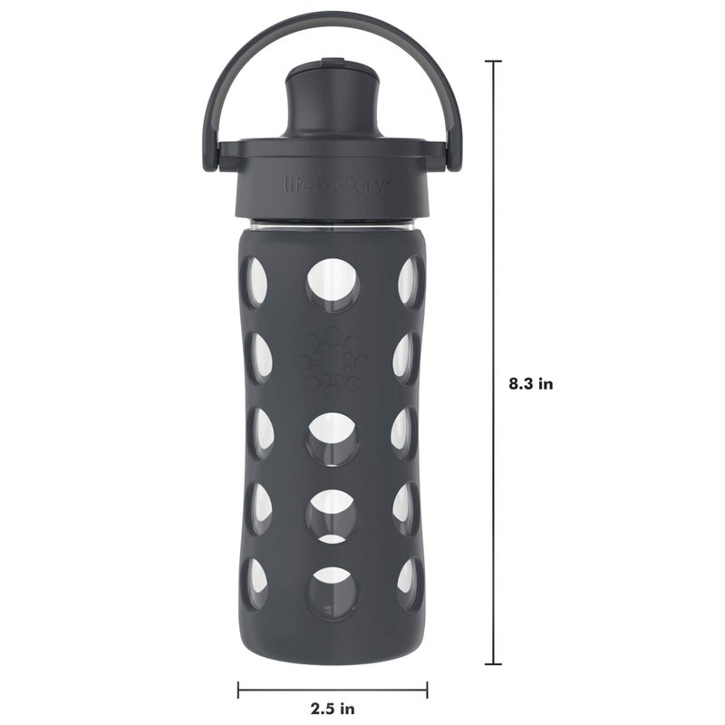 Lifefactory 12-Ounce Glass Water Bottle with Active Flip Cap and Protective Silicone Sleeve, Carbon - Image 3